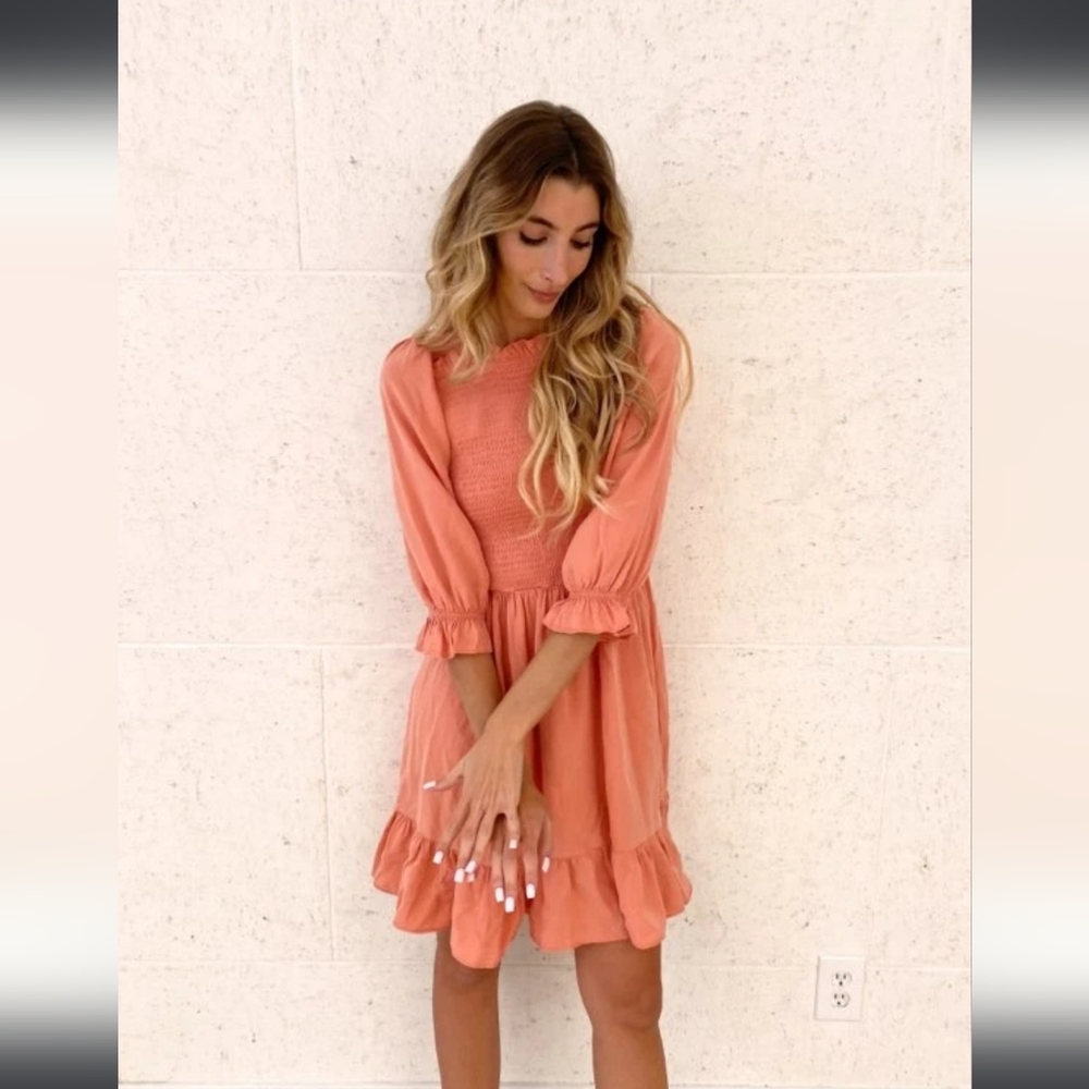 Peach milkmaid dress NWT size M